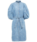 STELLA MCCARTNEY Puff Sleeve Denim Shirt Dress - Blue Sz40 NZ10