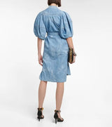 STELLA MCCARTNEY Puff Sleeve Denim Shirt Dress - Blue Sz40 NZ10