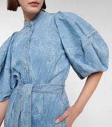 STELLA MCCARTNEY Puff Sleeve Denim Shirt Dress - Blue Sz40 NZ10