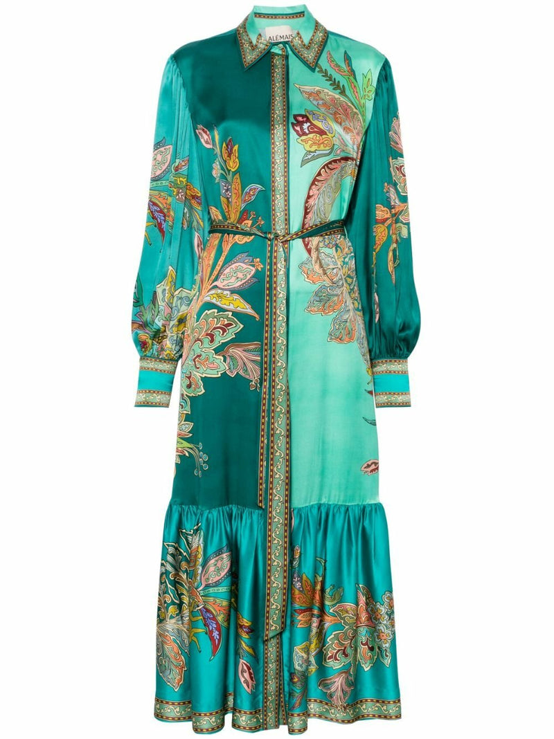 ALEMAIS Franca Slik Shirtdress - Green Sz10