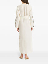 TORY BURCH RRP $1850 Applique Linen Kaftan Dress - Ivory US6 NZ10