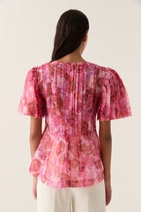 AJE Stella Linear Ruffle Top - Rose Sz8
