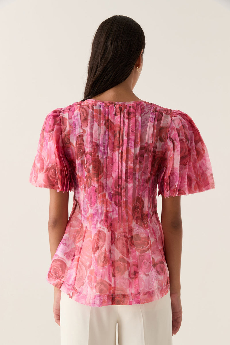 AJE Stella Linear Ruffle Top - Rose Sz8
