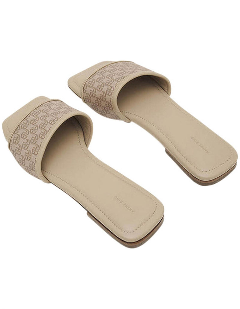 ANINE BING Monogram Ria Slides - Beige EU41