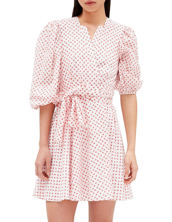 CLAUDIE PEIRLOT Wrap Mini Dress - Red Floral Sz40 NZM
