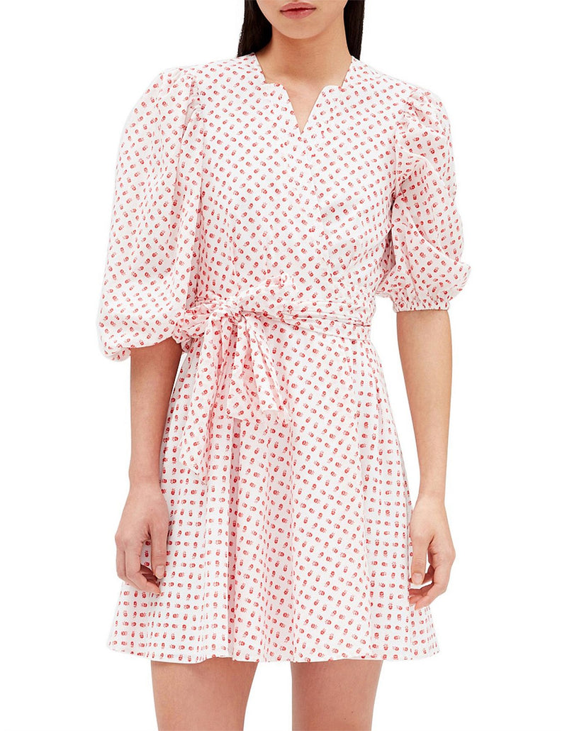 CLAUDIE PEIRLOT Wrap Mini Dress - Red Floral Sz40 NZM