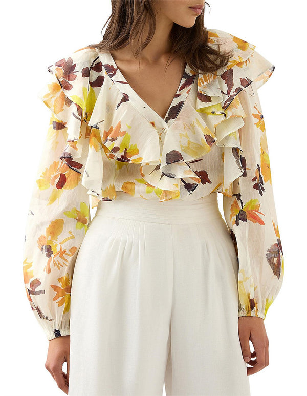 AJE Bonjour Ruffle Blouse - Floral Sz10