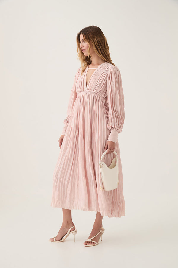 AJE Catalyst Pleated Midi Dress - Blush Pink Sz10