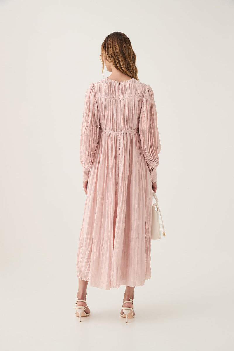 AJE Catalyst Pleated Midi Dress - Blush Pink Sz10