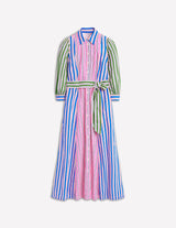 BODEN Clara Cotton Shirt Dress-Pink Rose, Red Stripe - Sz12