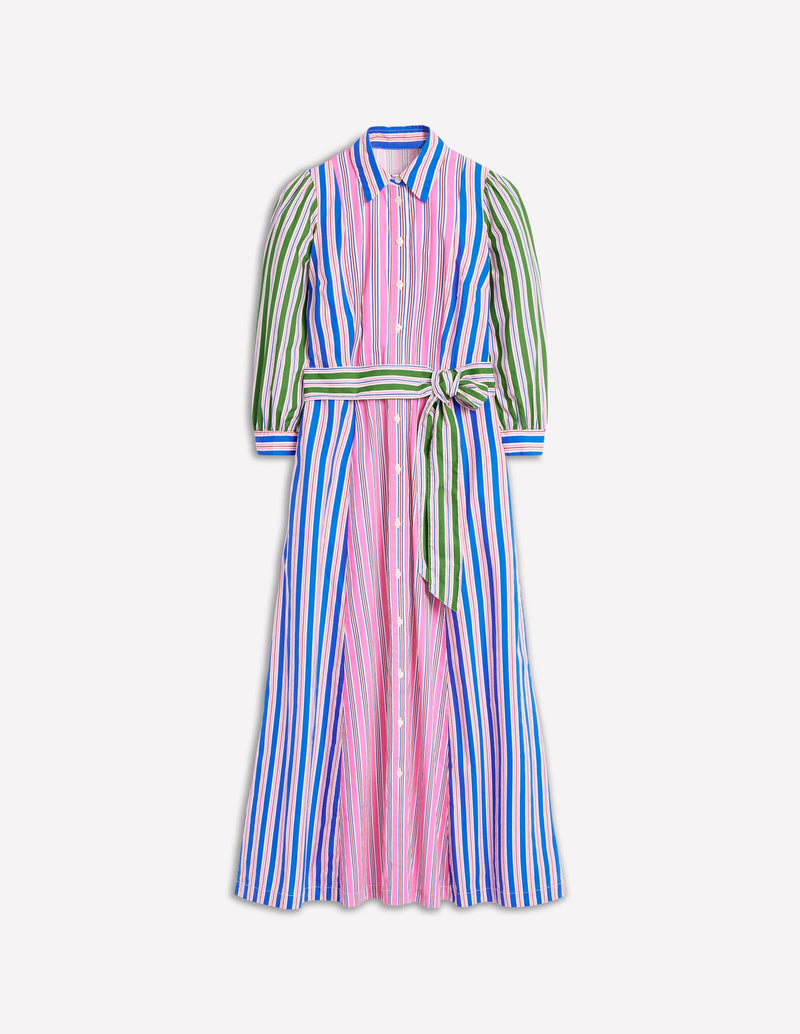 BODEN Clara Cotton Shirt Dress-Pink Rose, Red Stripe - Sz12
