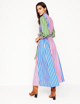 BODEN Clara Cotton Shirt Dress-Pink Rose, Red Stripe - Sz12
