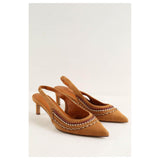 ULLA JOHNSON Antonia Suede Slingback - Sierra EU40