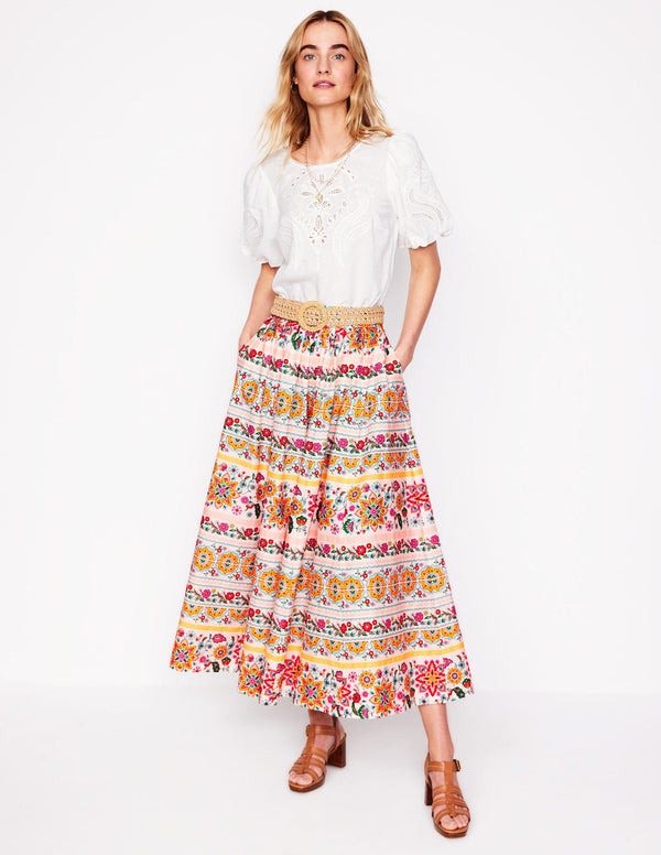 BODEN Full Poplin Maxi Skirt - Botanical Sprig Sz8