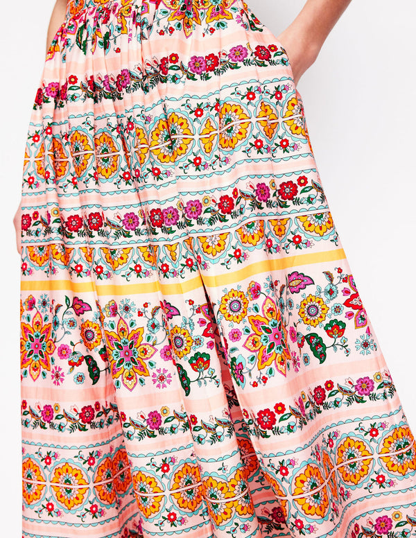 BODEN Full Poplin Maxi Skirt - Botanical Sprig Sz8