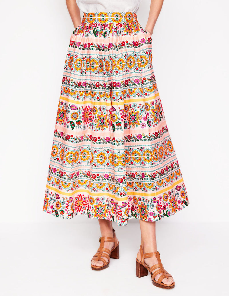 BODEN Full Poplin Maxi Skirt - Botanical Sprig Sz8