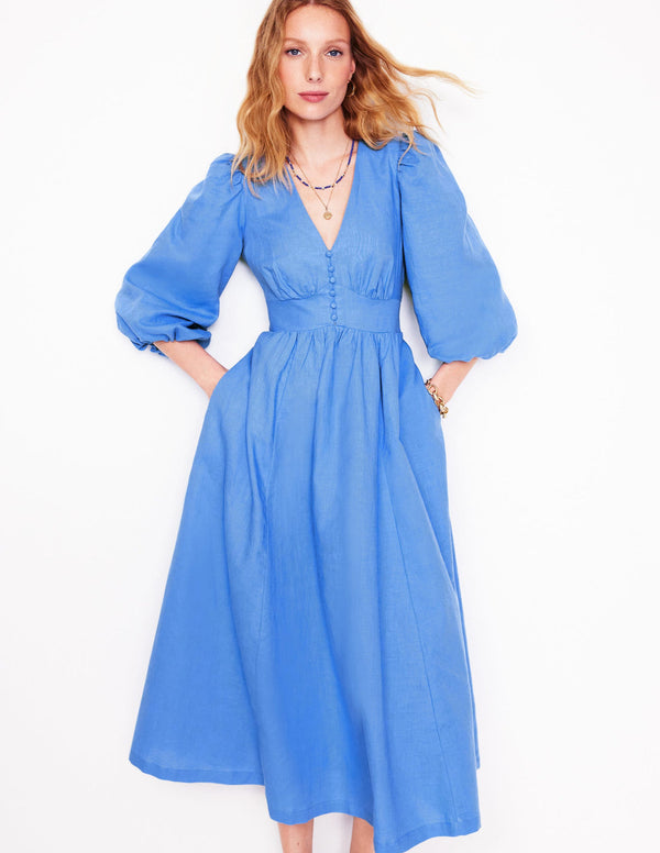 BODEN Lola Blouson Maxi Dress - Ocean Blue Sz12