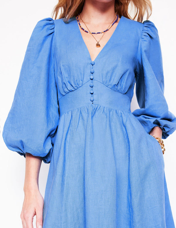 BODEN Lola Blouson Maxi Dress - Ocean Blue Sz12