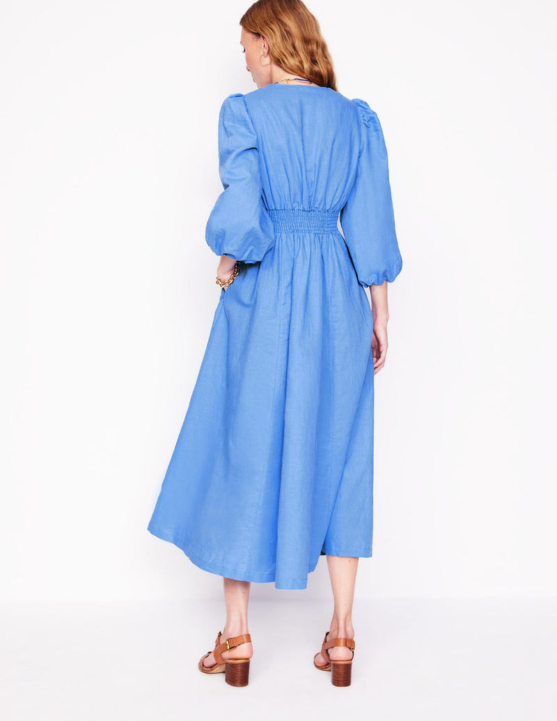 BODEN Lola Blouson Maxi Dress - Ocean Blue Sz12