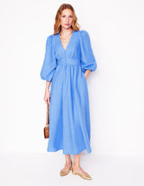 BODEN Lola Blouson Maxi Dress - Ocean Blue Sz12