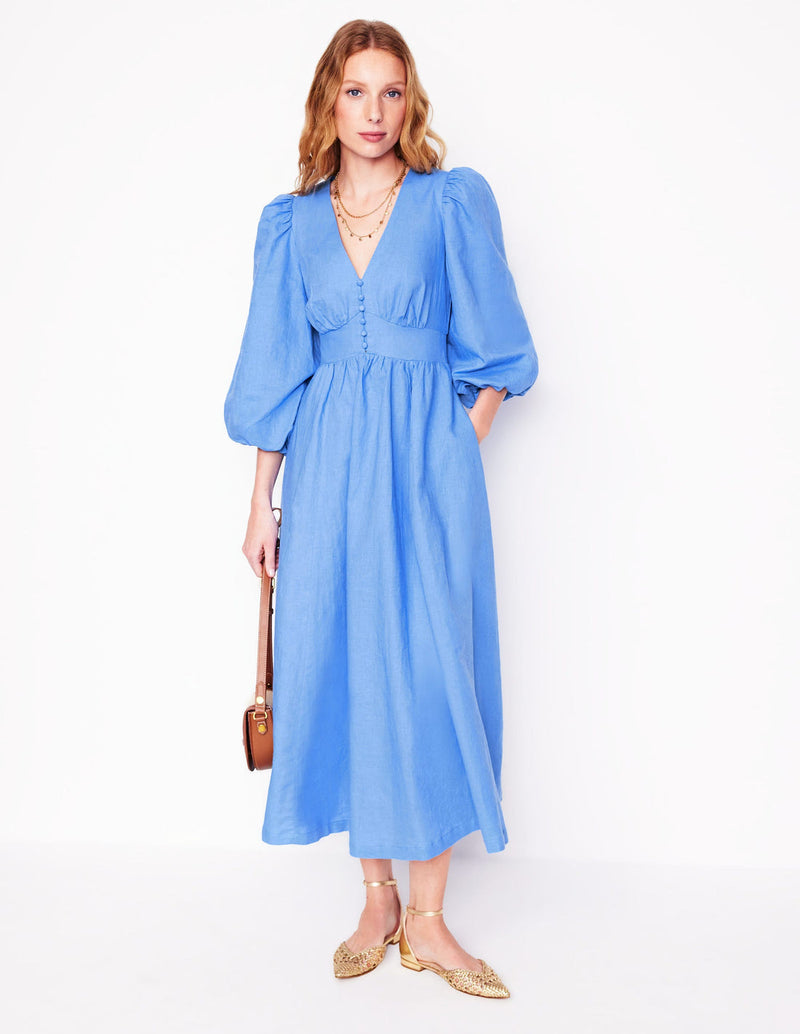 BODEN Lola Blouson Maxi Dress - Ocean Blue Sz12