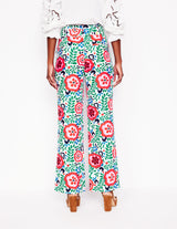 BODEN Belted Linen Trousers - Foliage Scatter Sz10
