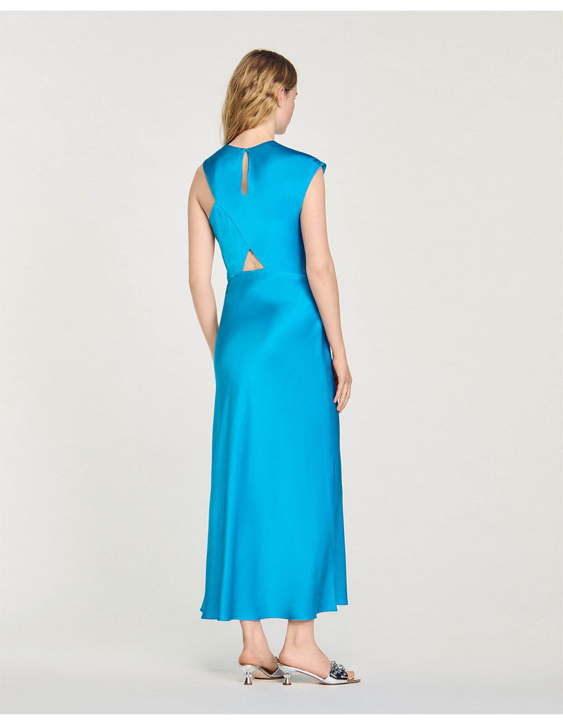 SANDRO Barbara Cutout Dress - Teal Blue Sz36 NZ10