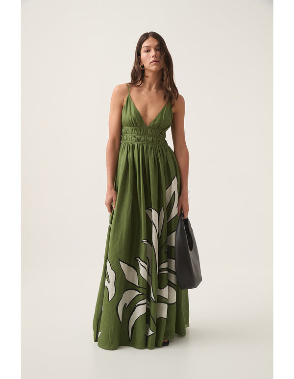 AJE Planetary Maxi Dress - Bonsai Green Sz8