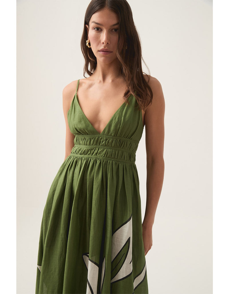 AJE Planetary Maxi Dress - Bonsai Green Sz8