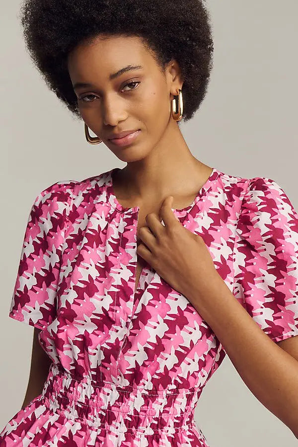 ANTHROPOLOGIE Somerset Blouse - Pink Print SzM