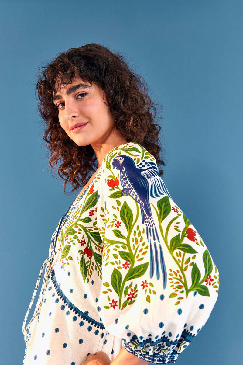 FARM RIO Macaw Flight Maxi Dress - Off-White