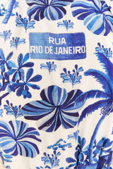 FARM RIO Sweet Rio Puff Sleeve Mini Dress - Blue SzS