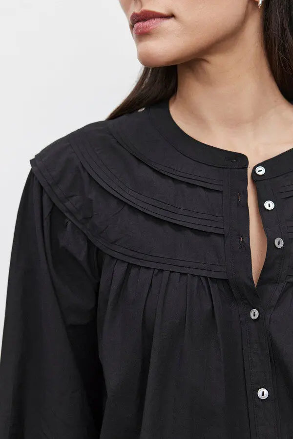 VELVET Carden Broderie Anglaise Cotton Blouse - Black SzS