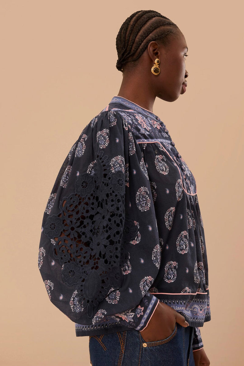 FARM RIO Ayla Blouse - Blue SzM