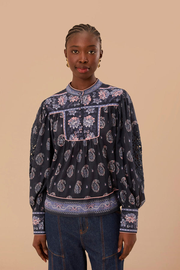 FARM RIO Ayla Blouse - Blue SzM