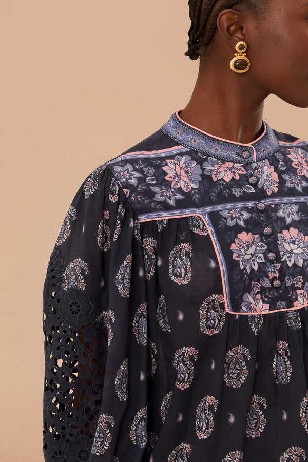 FARM RIO Ayla Blouse - Blue SzM