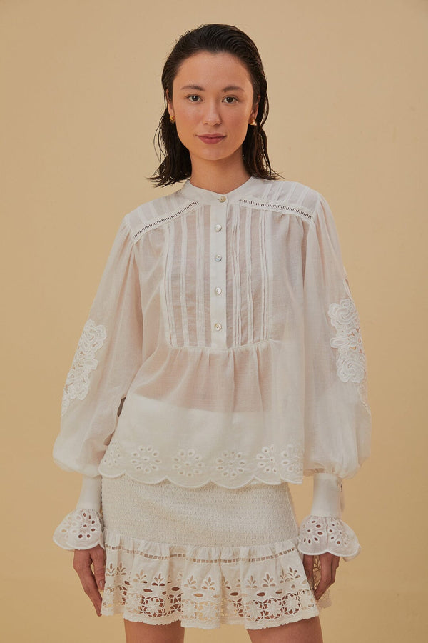 FARM RIO Long Sleeve Organic Cotton Blouse SzS