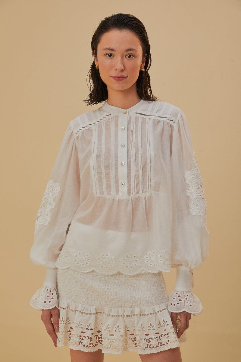 FARM RIO Long Sleeve Organic Cotton Blouse SzS