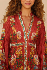 FARM RIO Garden Delight Midi Dress - Red SzM