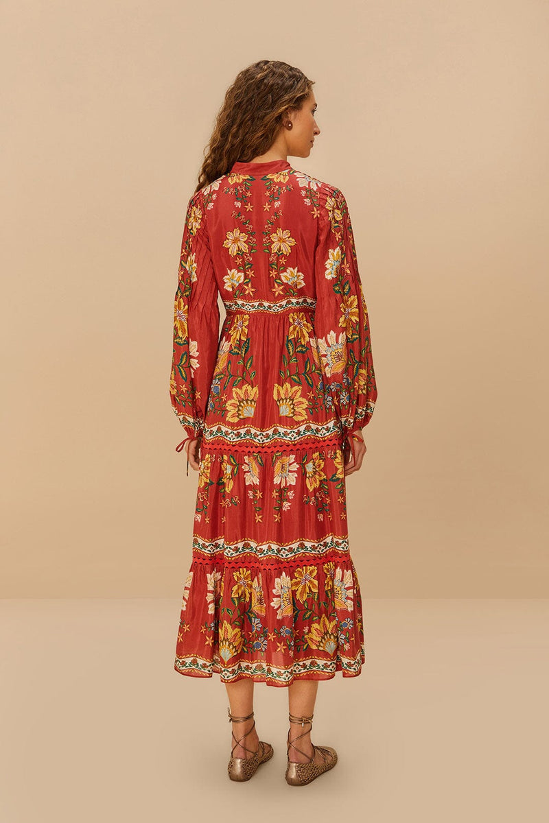 FARM RIO Garden Delight Midi Dress - Red SzM