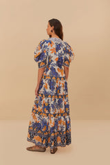 FARM RIO Summer Flowers Beaded Tassels Maxi Dress - Summer Flowers SzS