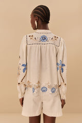 FARM RIO Romantic Richelieu Blouse - Off White SzM