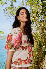 FARM RIO Summer Fruit Blouse - Off White