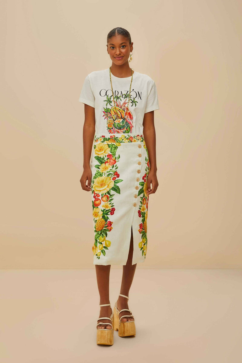 FARM RIO Corazón Tropical Cotton T-shirt - White