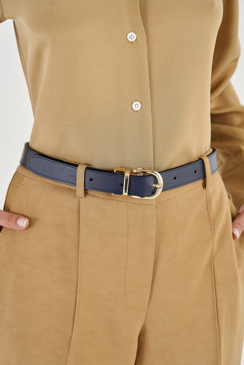 OROTON Inez Reversible Belt - Black/Tan or Navy/Bone