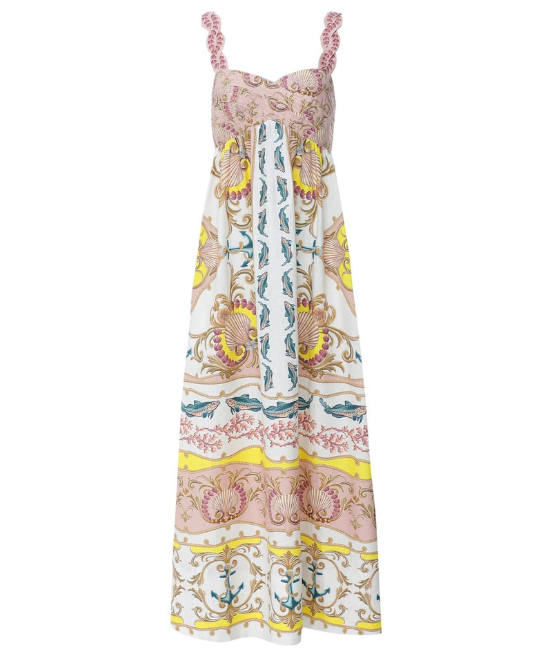 FARM Rio Maritime Magic Linen Blend Sundress - Off White SzM