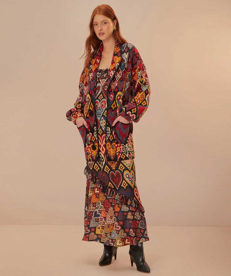 FARM Rio Hearts Ikat Knitted Blazer - SzS