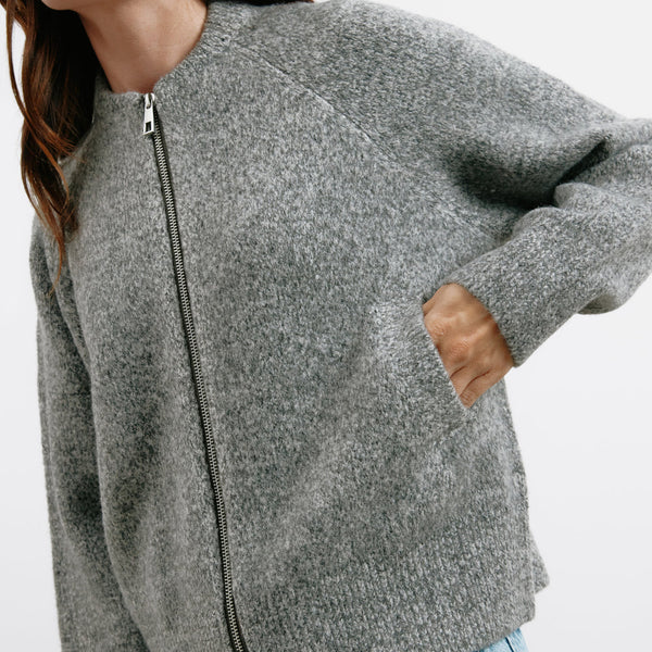 ALBARAY  Knitted Bomber - Grey Sz18