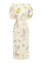 ALÉMAIS Court Midi Dress - Cream Sz6