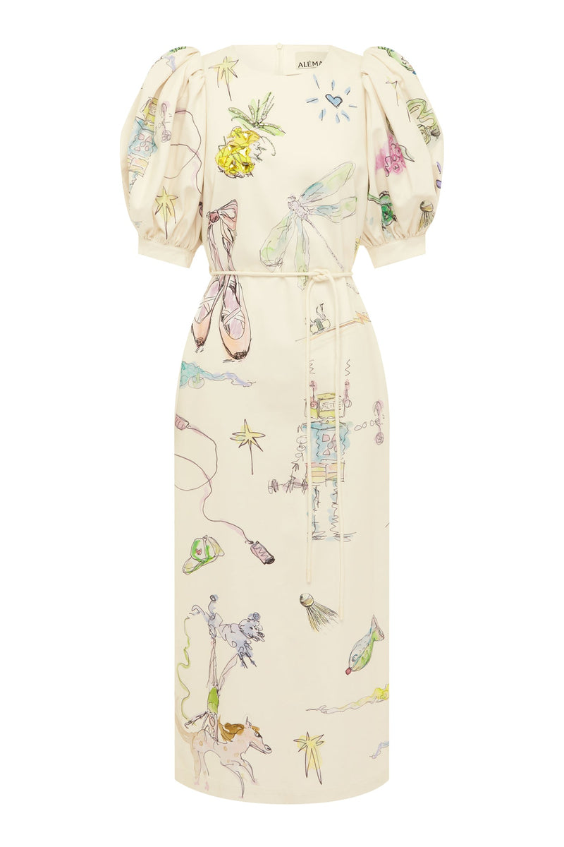 ALÉMAIS Court Midi Dress - Cream Sz6